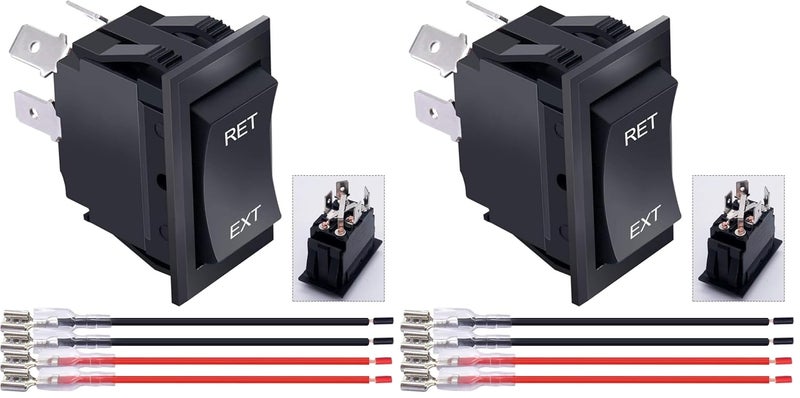 weideer 12V Reverse Polarity Switch Momentary Power Jack Rocker Switch DC Motor Control DPDT 4 Pin(ON)-Off-(ON) 20A 12 Volt DC RV Switch with Wires (Pack of 2) - Image 1
